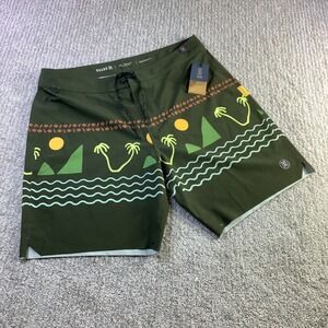 Roark Passage Primo Island Time Boardshorts Dark Military Green Mens Size 33 NWT